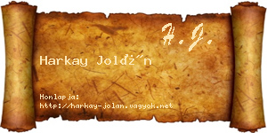 Harkay Jolán névjegykártya